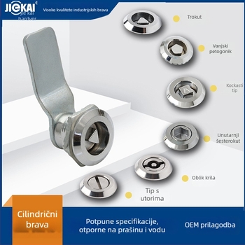 Cilindrični mortise brava s krilnim unutarnjim trokutom, za metro ormariće i industrijske ormariće | Značka Jie Kai | Materijal: cinkova legura i nehrđajući čelik | Model: Cilindrična serija brave