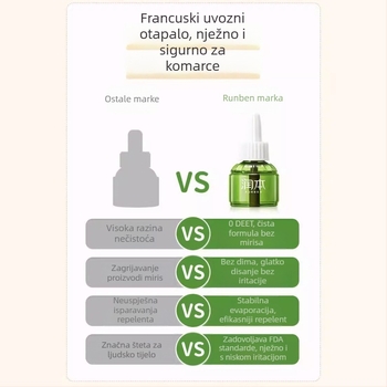 Runben električni tekući repelent protiv komaraca, bez mirisa, 45 ml, za djecu 1–3 godine