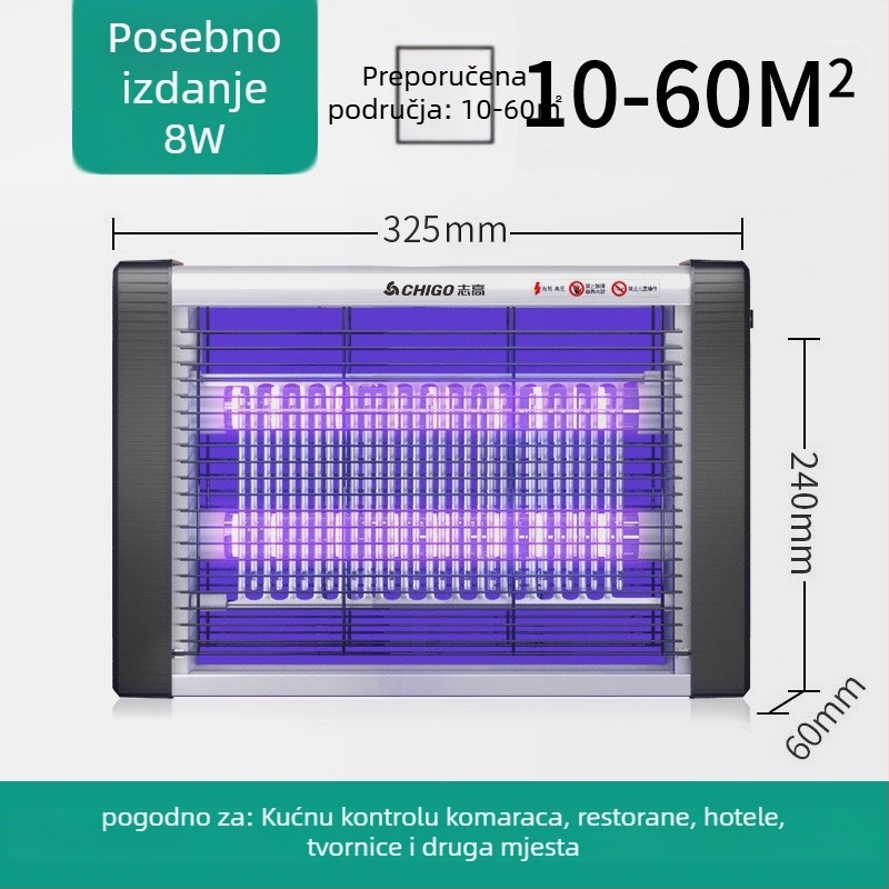 LED lampa za ubijanje komaraca i muha, priključna struja, ABS kućište, model ZG-W23, pokrivenost 61 m² i više