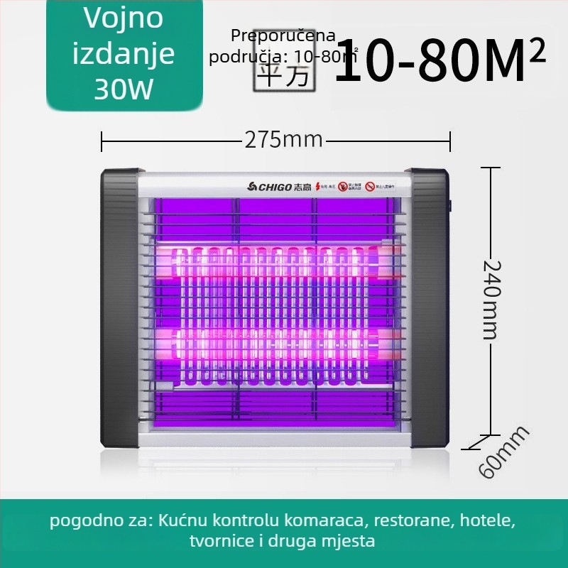 LED lampa za ubijanje komaraca i muha, priključna struja, ABS kućište, model ZG-W23, pokrivenost 61 m² i više