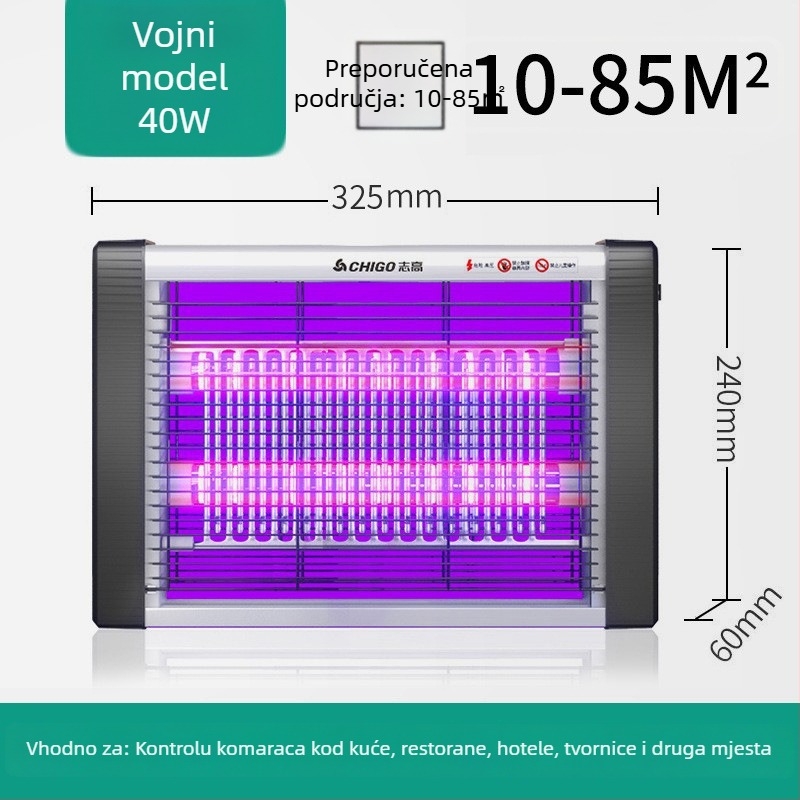 LED lampa za ubijanje komaraca i muha, priključna struja, ABS kućište, model ZG-W23, pokrivenost 61 m² i više