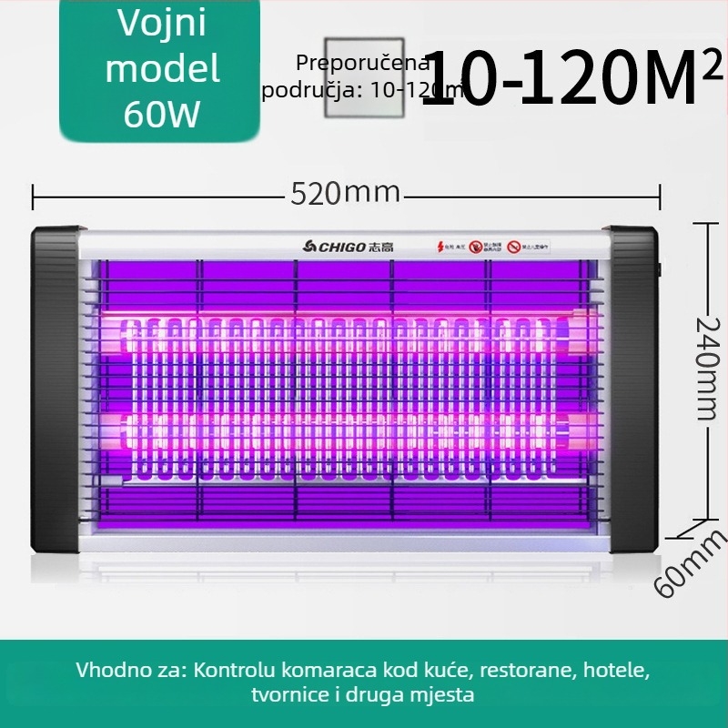 LED lampa za ubijanje komaraca i muha, priključna struja, ABS kućište, model ZG-W23, pokrivenost 61 m² i više