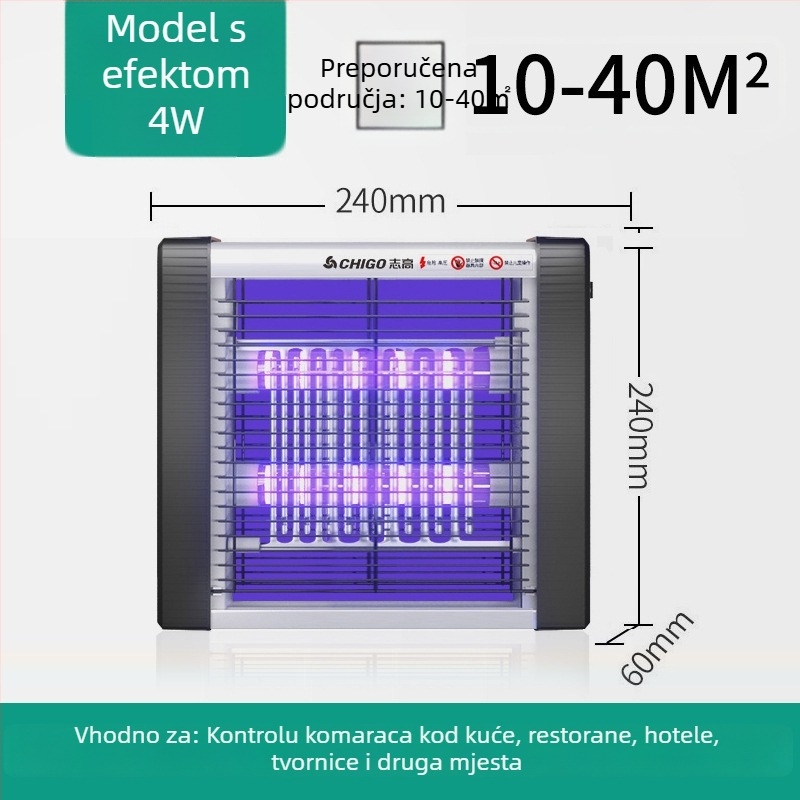 LED lampa za ubijanje komaraca i muha, priključna struja, ABS kućište, model ZG-W23, pokrivenost 61 m² i više