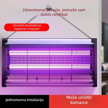Vanjska lampa za uništavanje komaraca s UV svjetlom, aluminijska mreža, kućište od nehrđajućeg čelika, električni šok za ubijanje komaraca, otpornost na vatru, bez baterije, za površinu 61 m² i više