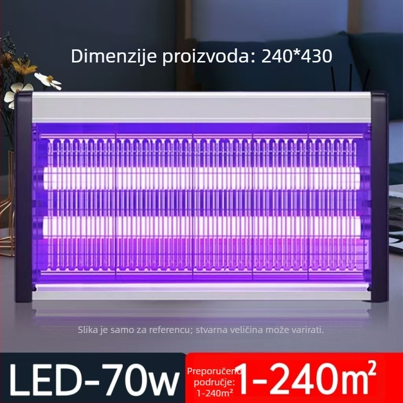 Vanjska lampa za uništavanje komaraca s UV svjetlom, aluminijska mreža, kućište od nehrđajućeg čelika, električni šok za ubijanje komaraca, otpornost na vatru, bez baterije, za površinu 61 m² i više