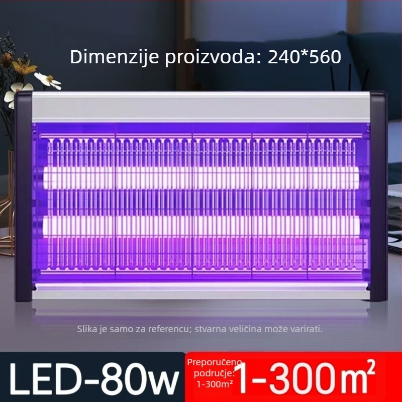 Vanjska lampa za uništavanje komaraca s UV svjetlom, aluminijska mreža, kućište od nehrđajućeg čelika, električni šok za ubijanje komaraca, otpornost na vatru, bez baterije, za površinu 61 m² i više