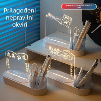 Akrilna noćna lampica s rotirajućim držačem za olovke, dizajn temeljen na fotografiji, dekorativan stolni komad za učenike i korporativne poklone