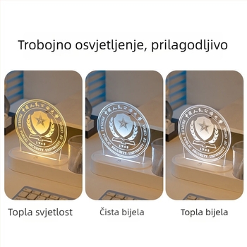 Akrilna noćna lampica s rotirajućim držačem za olovke, dizajn temeljen na fotografiji, dekorativan stolni komad za učenike i korporativne poklone