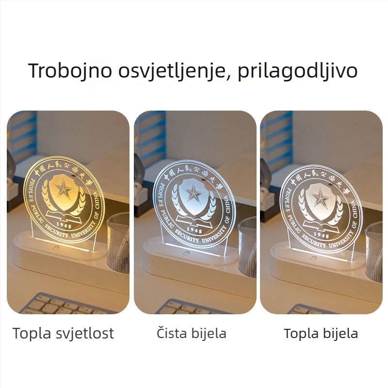 Akrilna noćna lampica s rotirajućim držačem za olovke, dizajn temeljen na fotografiji, dekorativan stolni komad za učenike i korporativne poklone