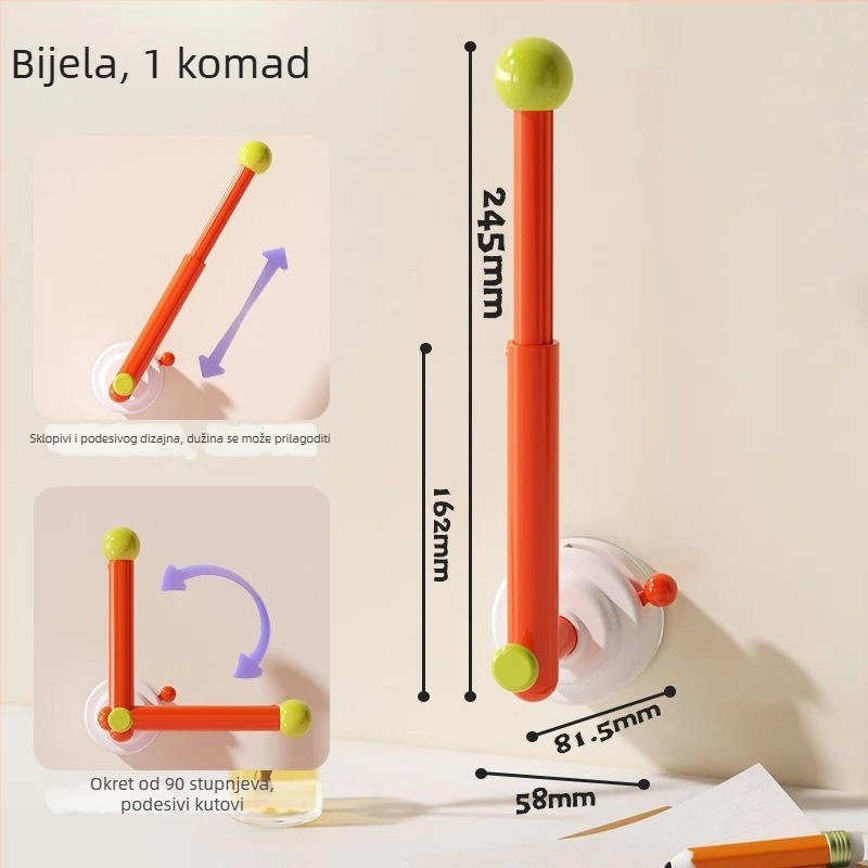 Stalak za nakit s vertikalnim spremnikom gumica za kosu, plastični materijal, zidni nosač, 1 etaža, kreativan stil