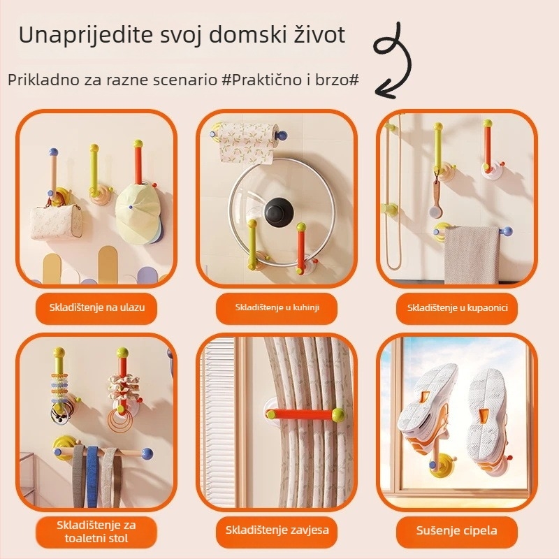 Stalak za nakit s vertikalnim spremnikom gumica za kosu, plastični materijal, zidni nosač, 1 etaža, kreativan stil