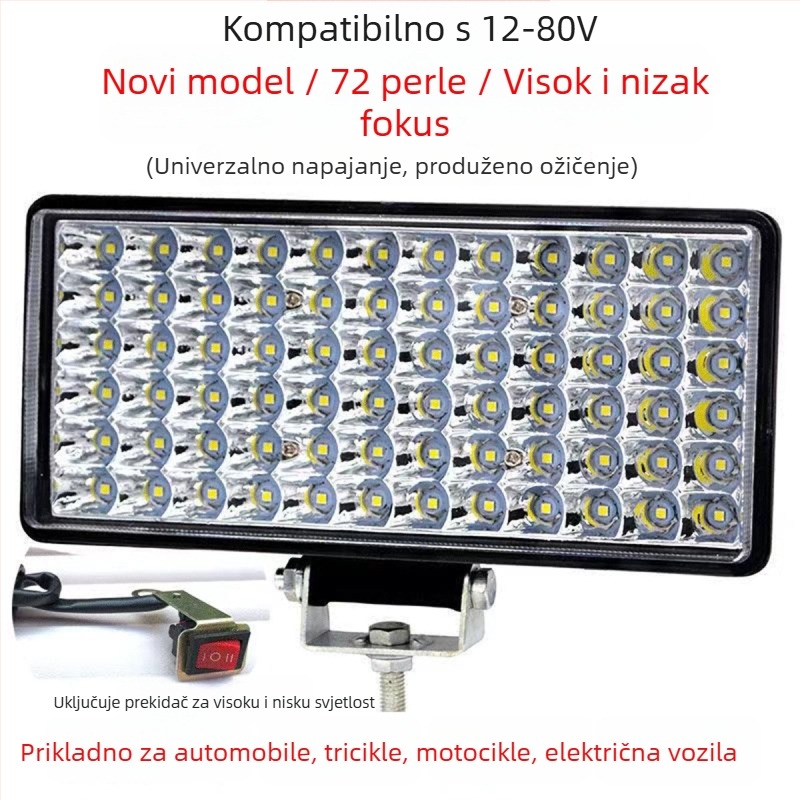 Automobilski far 144 W, 12 V, 10560 lm, aluminijska legura i PC