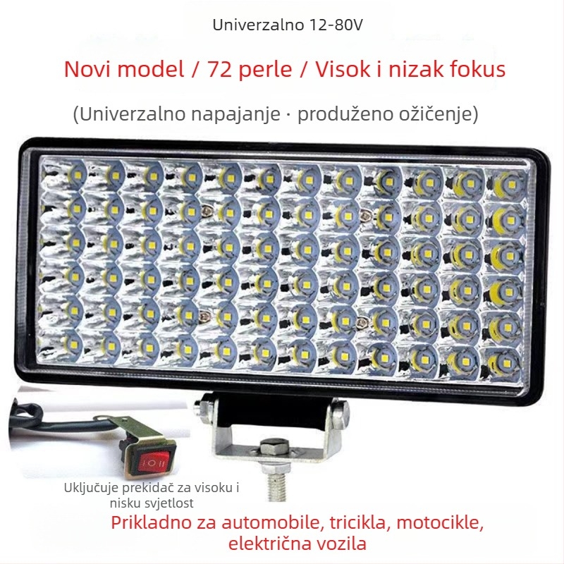 Automobilski far 144 W, 12 V, 10560 lm, aluminijska legura i PC