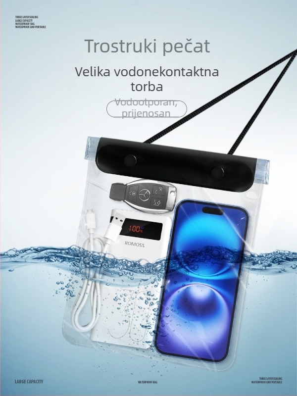 Vodootporna torbica za mobitel (PVC materijal, vodootporna tkanina, kompatibilna s dodirnim zaslonom, logotip po želji, za vanjsku uporabu)