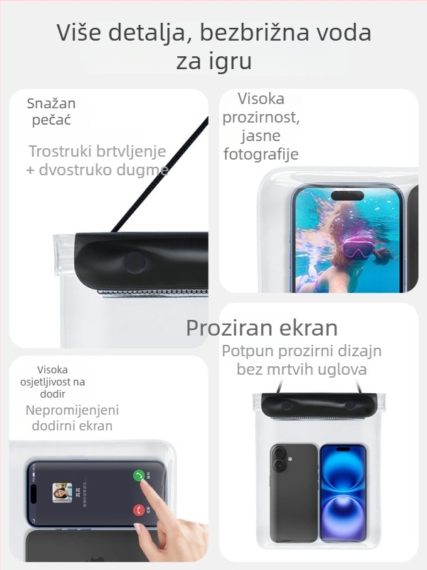 Vodootporna torbica za mobitel (PVC materijal, vodootporna tkanina, kompatibilna s dodirnim zaslonom, logotip po želji, za vanjsku uporabu)
