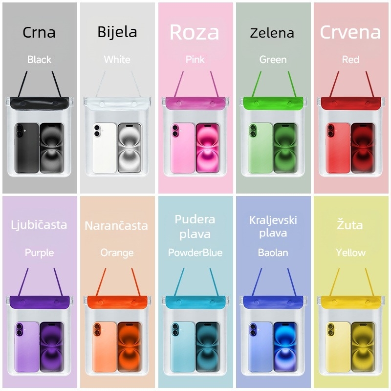 Vodootporna torbica za mobitel (PVC materijal, vodootporna tkanina, kompatibilna s dodirnim zaslonom, logotip po želji, za vanjsku uporabu)