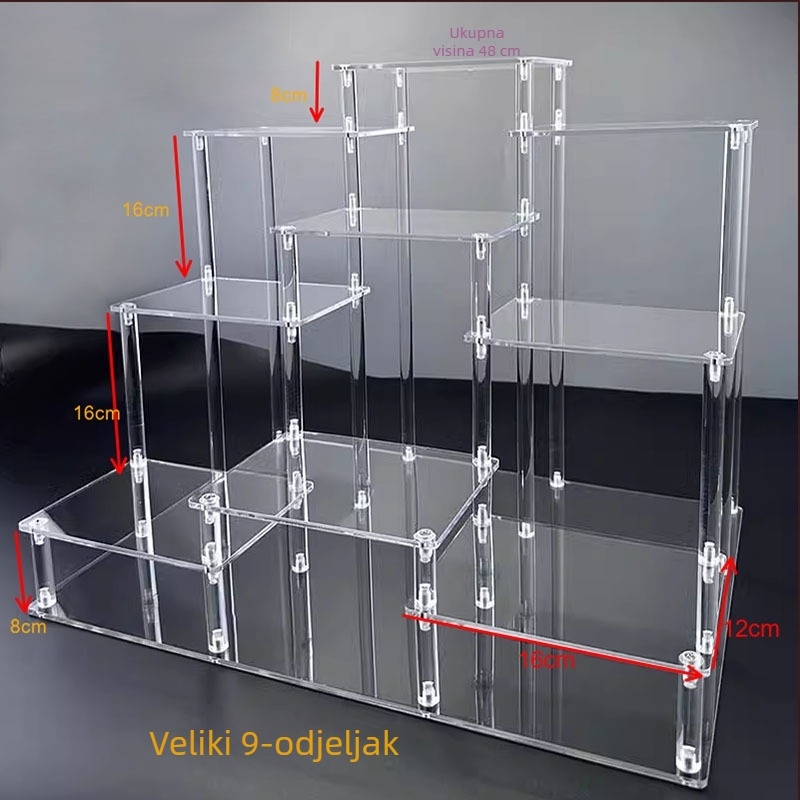 Trostruki akrilni stalak za izlaganje u ljestvičastom stilu s konzolnim dizajnom