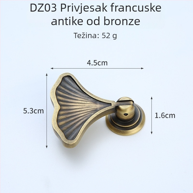 Držač za ladicu/ormar — mesing, žičano crtana površina, novi kineski stil, Model 1