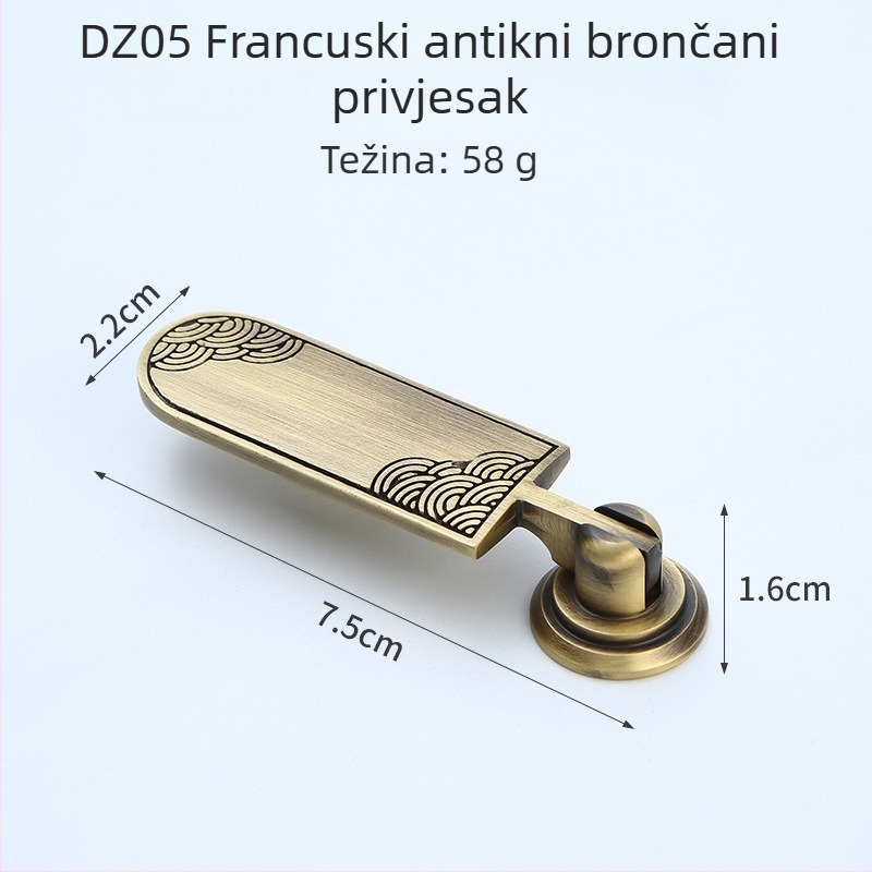 Držač za ladicu/ormar — mesing, žičano crtana površina, novi kineski stil, Model 1