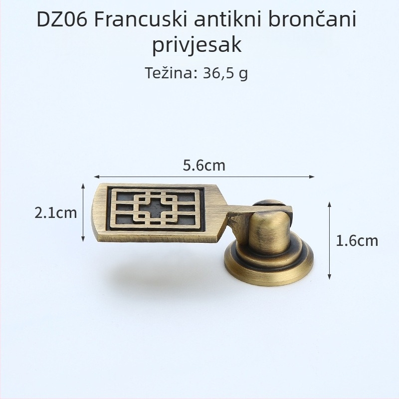 Držač za ladicu/ormar — mesing, žičano crtana površina, novi kineski stil, Model 1