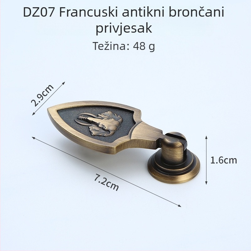 Držač za ladicu/ormar — mesing, žičano crtana površina, novi kineski stil, Model 1