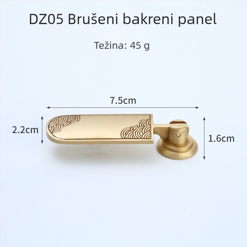 Držač za ladicu/ormar — mesing, žičano crtana površina, novi kineski stil, Model 1