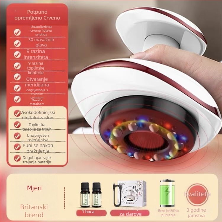 Električni masažni uređaj s vakuumom i cupping funkcijom, model SWN-3301, USB napajanje, podesiva temperatura 35–42°C, ABS kućište, 1200mAh baterija