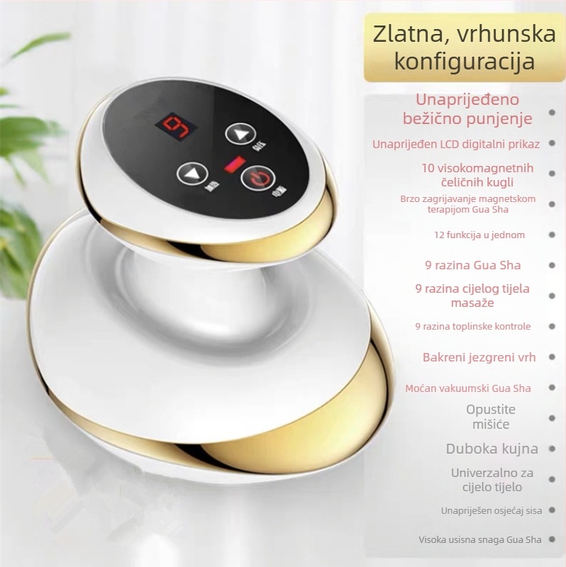 Električni masažni uređaj s vakuumom i cupping funkcijom, model SWN-3301, USB napajanje, podesiva temperatura 35–42°C, ABS kućište, 1200mAh baterija