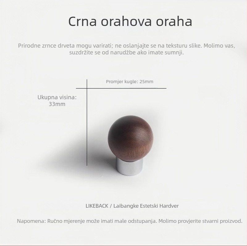 Rukohvat za vrata ormara – sferičan, aluminijska legura, CNC obrada, površinska montaža