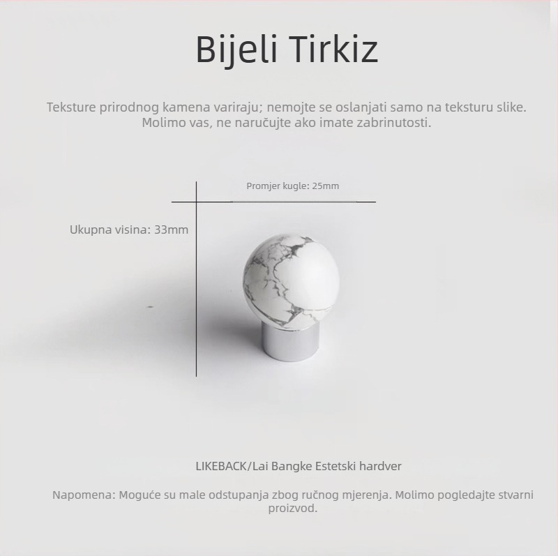 Rukohvat za vrata ormara – sferičan, aluminijska legura, CNC obrada, površinska montaža