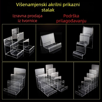 Prozirni akrilni stalak za prikaz novčanika, maski, mobitela i naočala – četiri razine, vrhunski