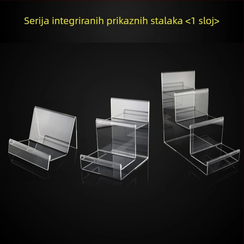Prozirni akrilni stalak za prikaz novčanika, maski, mobitela i naočala – četiri razine, vrhunski
