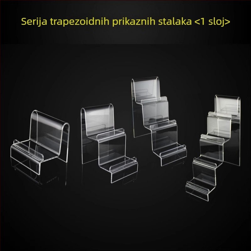 Prozirni akrilni stalak za prikaz novčanika, maski, mobitela i naočala – četiri razine, vrhunski