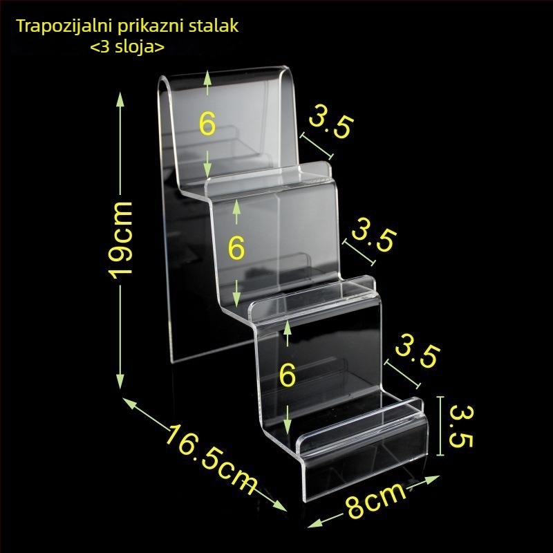 Prozirni akrilni stalak za prikaz novčanika, maski, mobitela i naočala – četiri razine, vrhunski