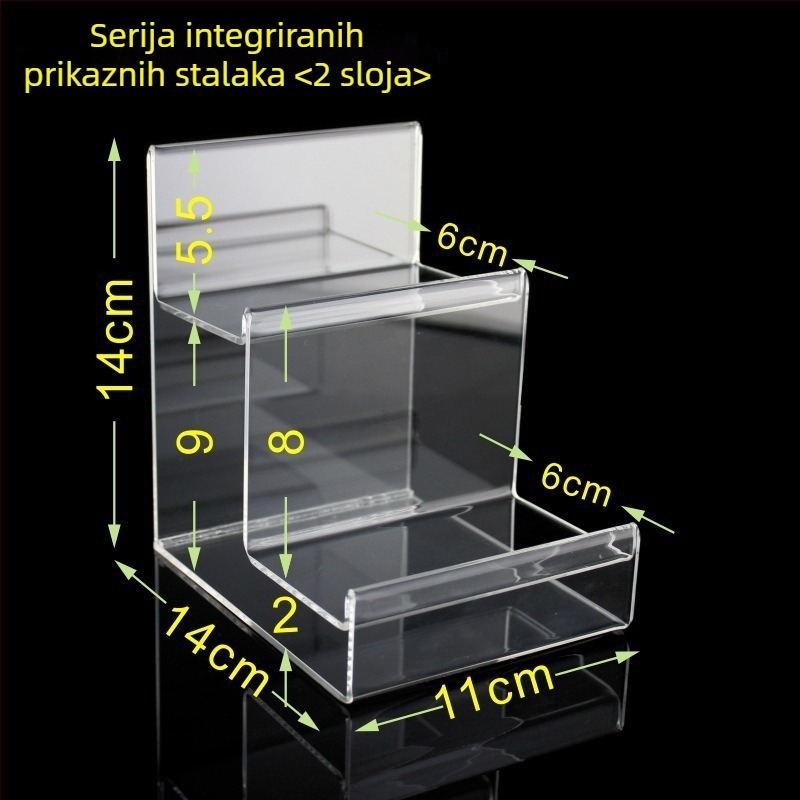 Prozirni akrilni stalak za prikaz novčanika, maski, mobitela i naočala – četiri razine, vrhunski