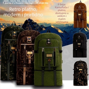 Ruksak za putovanje od platna s kamuflažnim uzorkom, kapacitet 36–55 L, prozračan, otporan na habanje, zaštita od krađe, proširiv, kompatibilan s 20-inčnim prijenosnim računalom