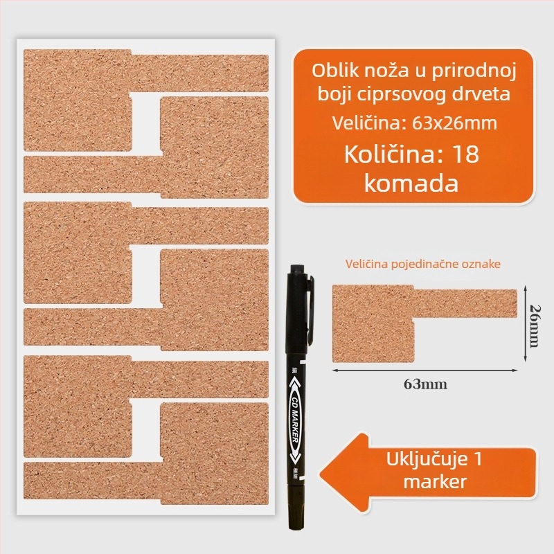 Naljepnice za označavanje kabela s ljepilom od Kraft papira – samoljepljive oznake za podatkovne i napajanje kablova, dizajn nožnog tipa i tipa trake, marker uključen, setovi višepak