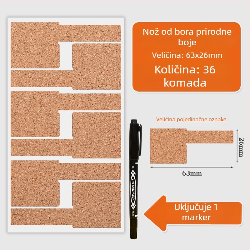 Naljepnice za označavanje kabela s ljepilom od Kraft papira – samoljepljive oznake za podatkovne i napajanje kablova, dizajn nožnog tipa i tipa trake, marker uključen, setovi višepak