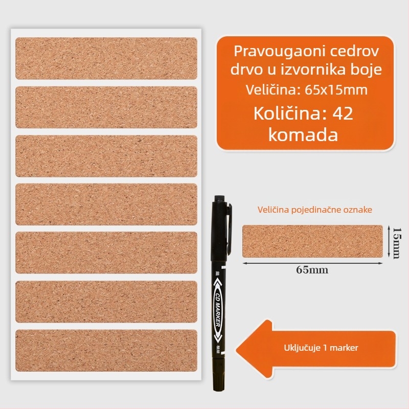 Naljepnice za označavanje kabela s ljepilom od Kraft papira – samoljepljive oznake za podatkovne i napajanje kablova, dizajn nožnog tipa i tipa trake, marker uključen, setovi višepak