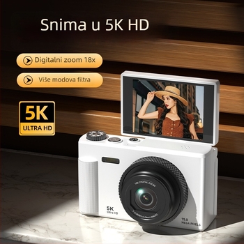 Bezzrcalna digitalna kamera s rotirajućim zaslonom u retro stilu, CCD senzor 1/3.2in, 24 MP, 16x optični zoom