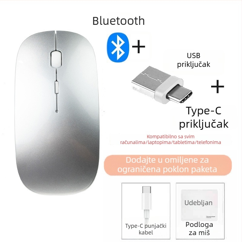 Diansen 8898 Bežična Bluetooth myš s 3 tipke, 1600 DPI, Plug-and-Play za MacBook
