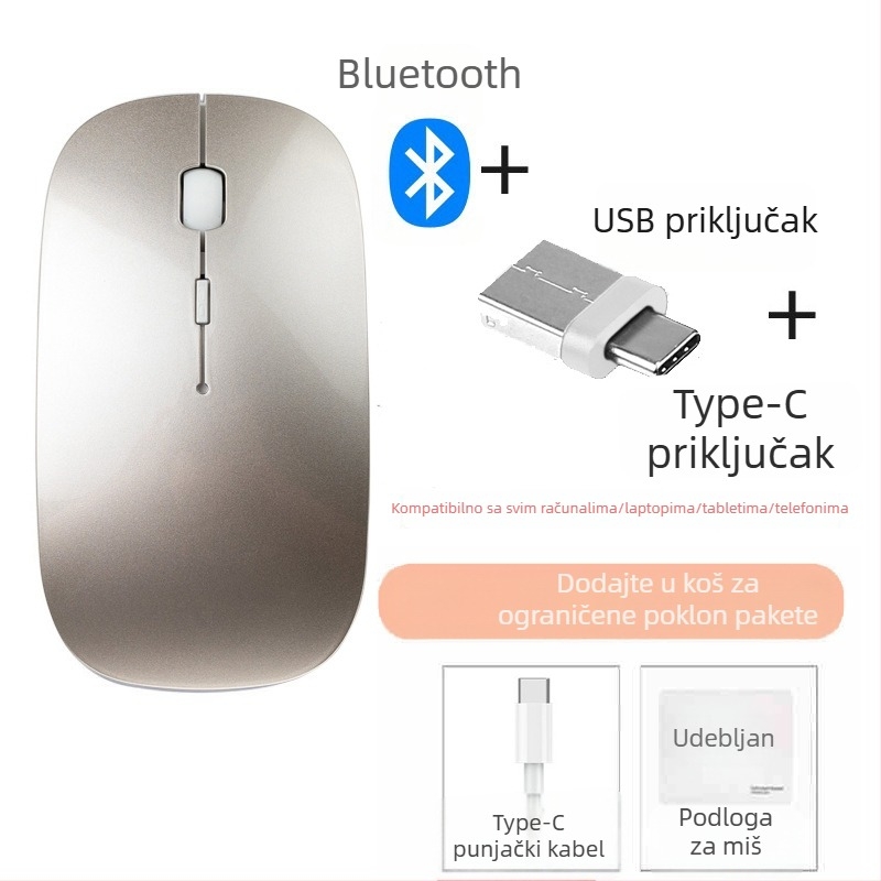 Diansen 8898 Bežična Bluetooth myš s 3 tipke, 1600 DPI, Plug-and-Play za MacBook