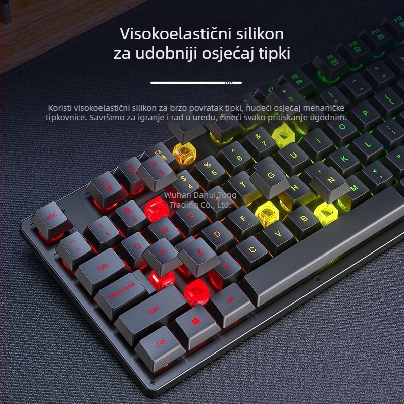 Tipkovnica AULA Wolf Spider S3005, žična uredska tiha tipkovnica, 104 tipke, USB, numerički blok, mješovita pozadinska rasvjeta