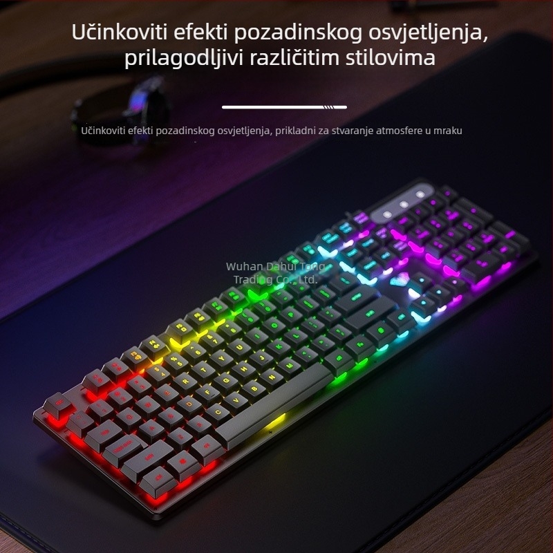 Tipkovnica AULA Wolf Spider S3005, žična uredska tiha tipkovnica, 104 tipke, USB, numerički blok, mješovita pozadinska rasvjeta