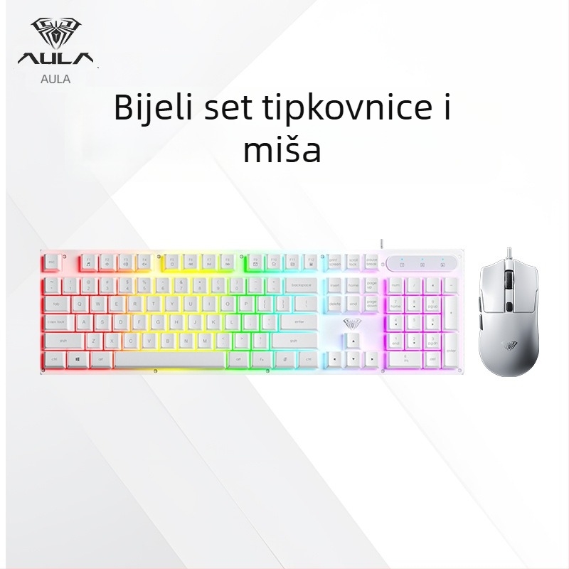 Tipkovnica AULA Wolf Spider S3005, žična uredska tiha tipkovnica, 104 tipke, USB, numerički blok, mješovita pozadinska rasvjeta