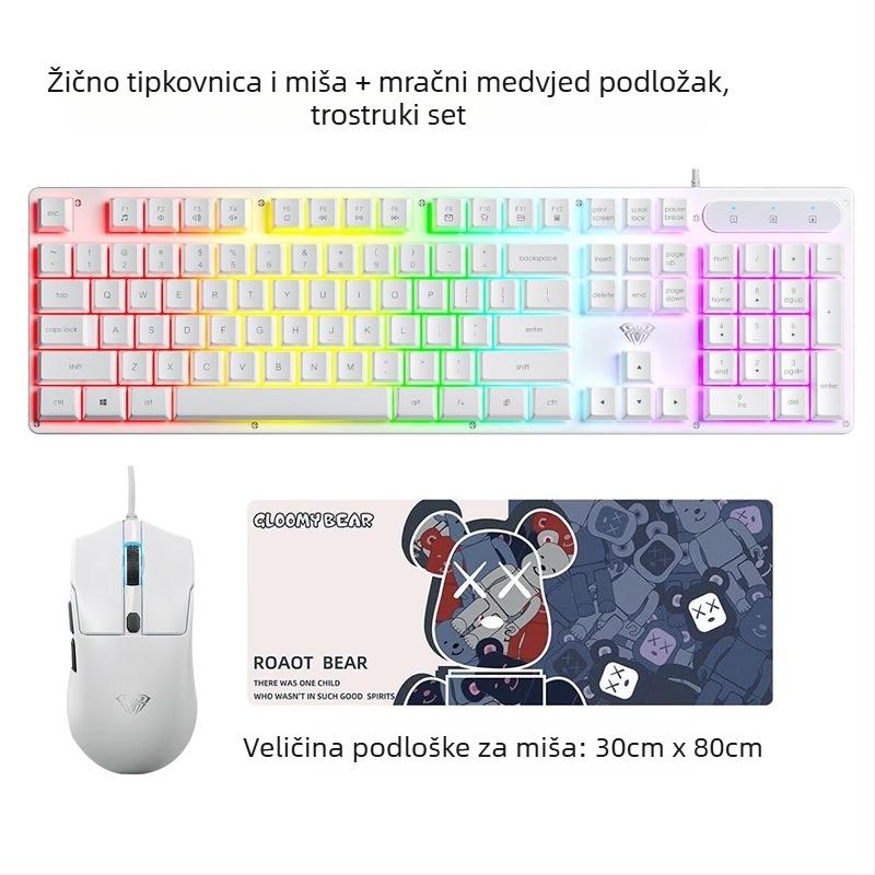 Tipkovnica AULA Wolf Spider S3005, žična uredska tiha tipkovnica, 104 tipke, USB, numerički blok, mješovita pozadinska rasvjeta
