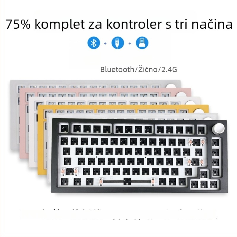 Komplet mehaničke tipkovnice – 75 tipki, bežični s tri načina, RGB pozadinsko osvjetljenje, hot-plug, podržava 4+ uređaja