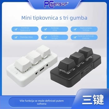 3-tipkovna mini Bluetooth mehanička tipkovnica s RGB pozadinskim osvjetljenjem, zelena osovina i tri načina povezivanja