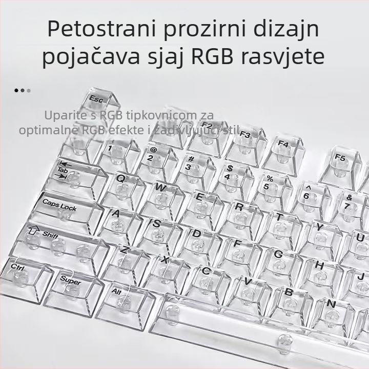 Sada od 115 ključnih kapica s MDA profilom, prozirne PC kapice s križnim osovinama