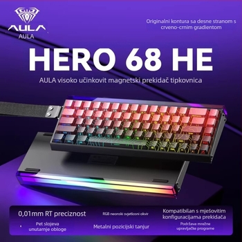 Mehanička tipkovnica s kabelskim povezivanjem, 87 tipki, Neptune magnetska os, RGB pozadinsko osvjetljenje, aluminijsko kućište